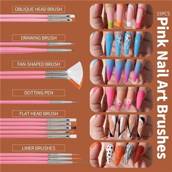 Nail Art Kit, Nail Design Tools Kit with Nail Art Brushes, Nail Dotting Tools - Picture 3 of 7